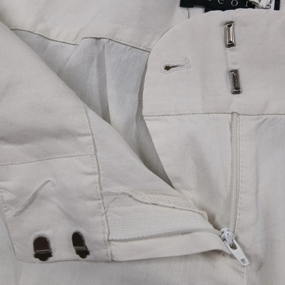 Theory Madiline Linen Blend Wide Leg Trousers Women's 6 Off-White Ivory EUC